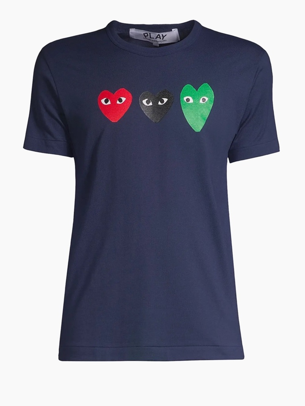 Comme des Garçons PLAY navy Three Heart Logo T-Shirt